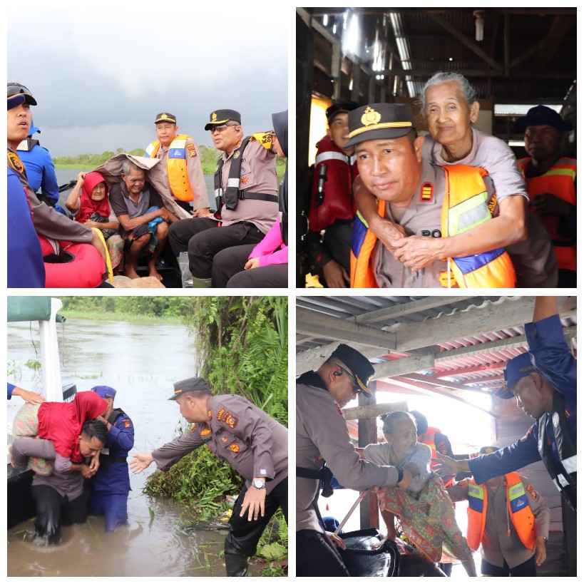 Kisah Kapolres Pelalawan Selamatkan Pasangan Lansia yang Terkurung Banjir