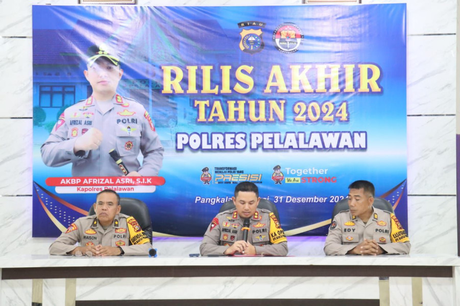 Gelar Rilis Akhir Tahun 2024, Kapolres Pelalawan : Sejumlah Kasus Tindak Pidana Mengalami Penurunan