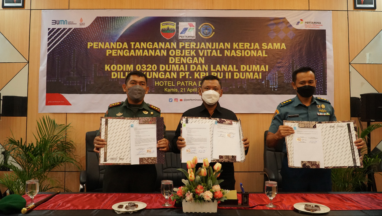 PT KPI RU Dumai, TNI AL dan Kodim Dumai Tanda Tangani Perjanjian Kerjasama