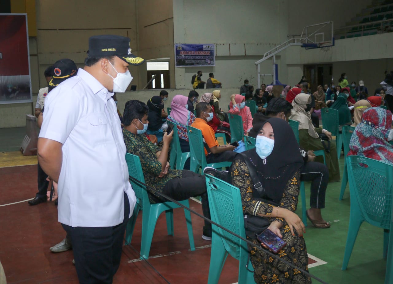 Vaksinasi Massal Dalam Rangka HUT Bhayangkara Digelar di Tualang, Ini Kata Wabup Husni Merza