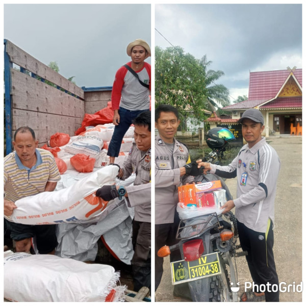 Tempuh Banjir dan Jalan Rusak, Bhabinkamtibmas Ini Kawal Bansos Bagi Masyarakat Terdampak Banjir