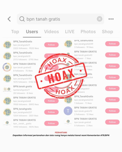 Hoaks “BPN Tanah Gratis” Beredar di TikTok, Kementerian ATR/BPN Imbau Masyarakat Waspada