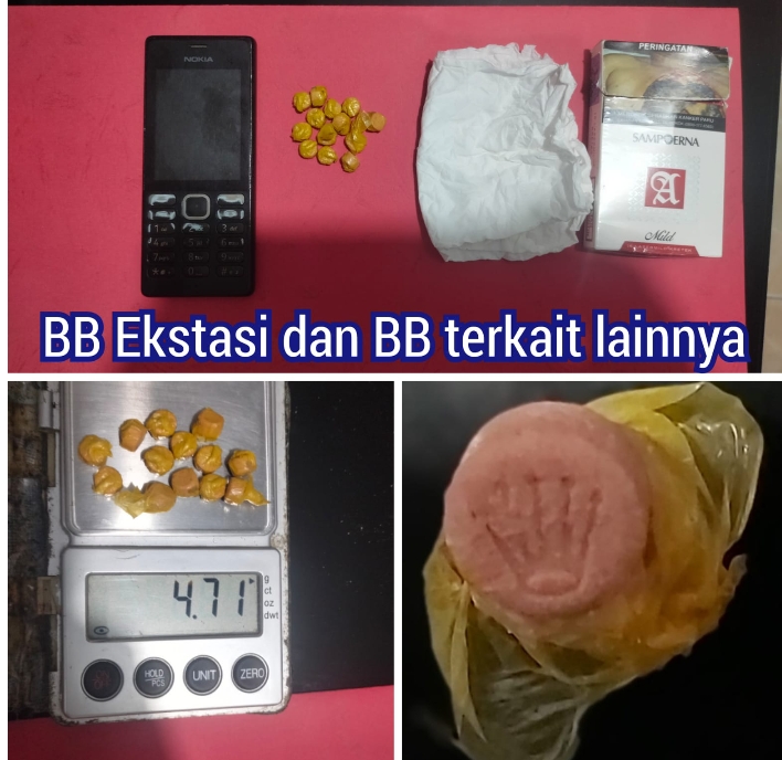 Polres Rohil Cokok Pengedar Ekstasi ,BB 13 Butir Jadi Bukti